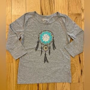 Mudd Gray 3/4 Sleeve Tee with Flip Sequins Dreamcatcher Girls Size 10 Teal Pink